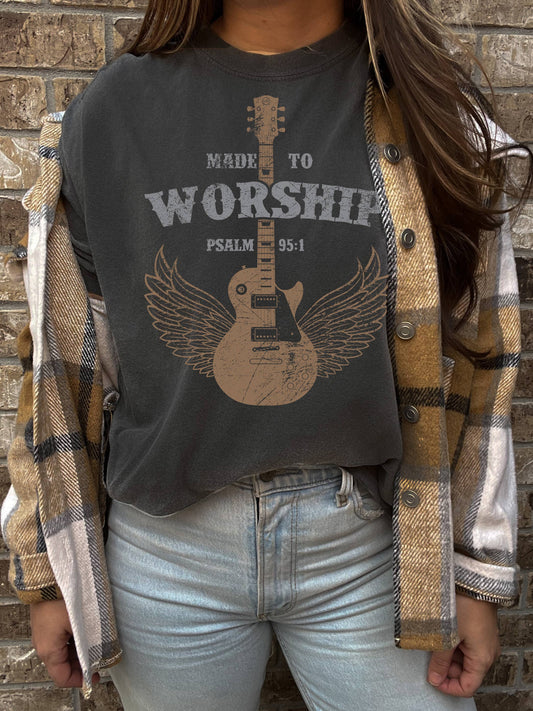 Made To Worship Christian Graphic Tee: Small